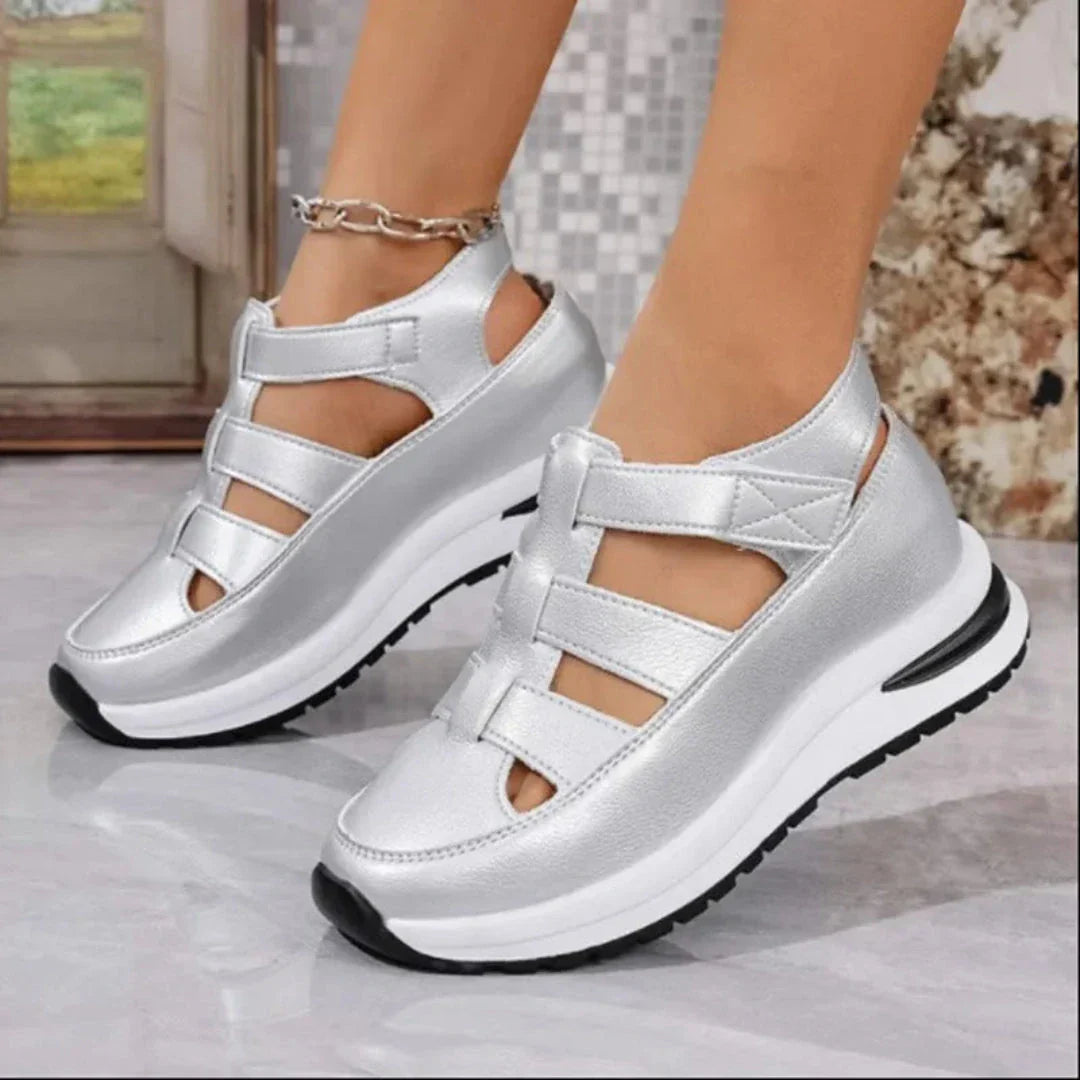 Lauren Cut-Out Platform Faux Leather Sandals