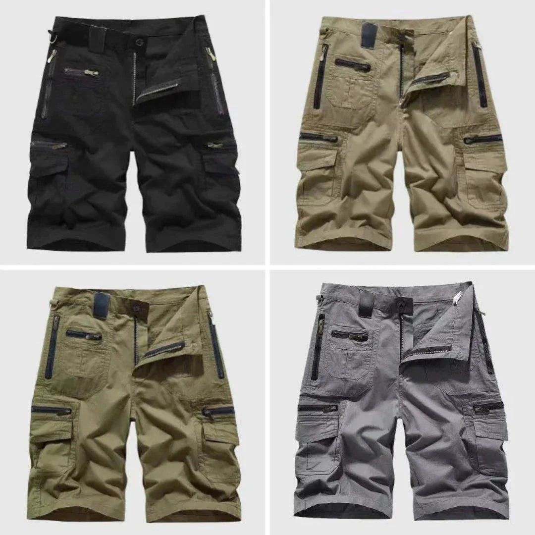 Laurence Zipper Cargo Shorts Cotton Blend For Outdoor Performance With Zippered Pockets And Multi Pocket Utility