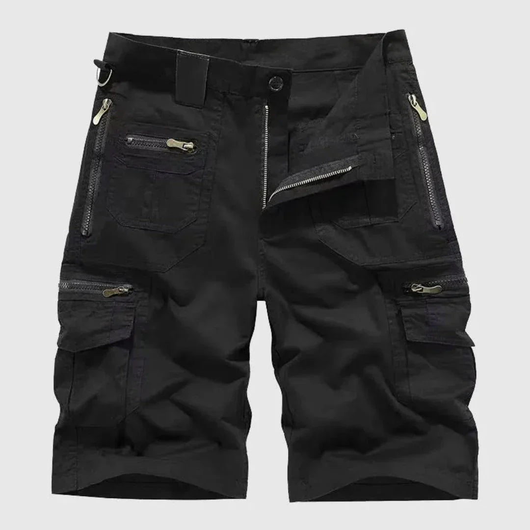 Laurence Zipper Cargo Shorts Cotton Blend For Outdoor Performance With Zippered Pockets And Multi Pocket Utility