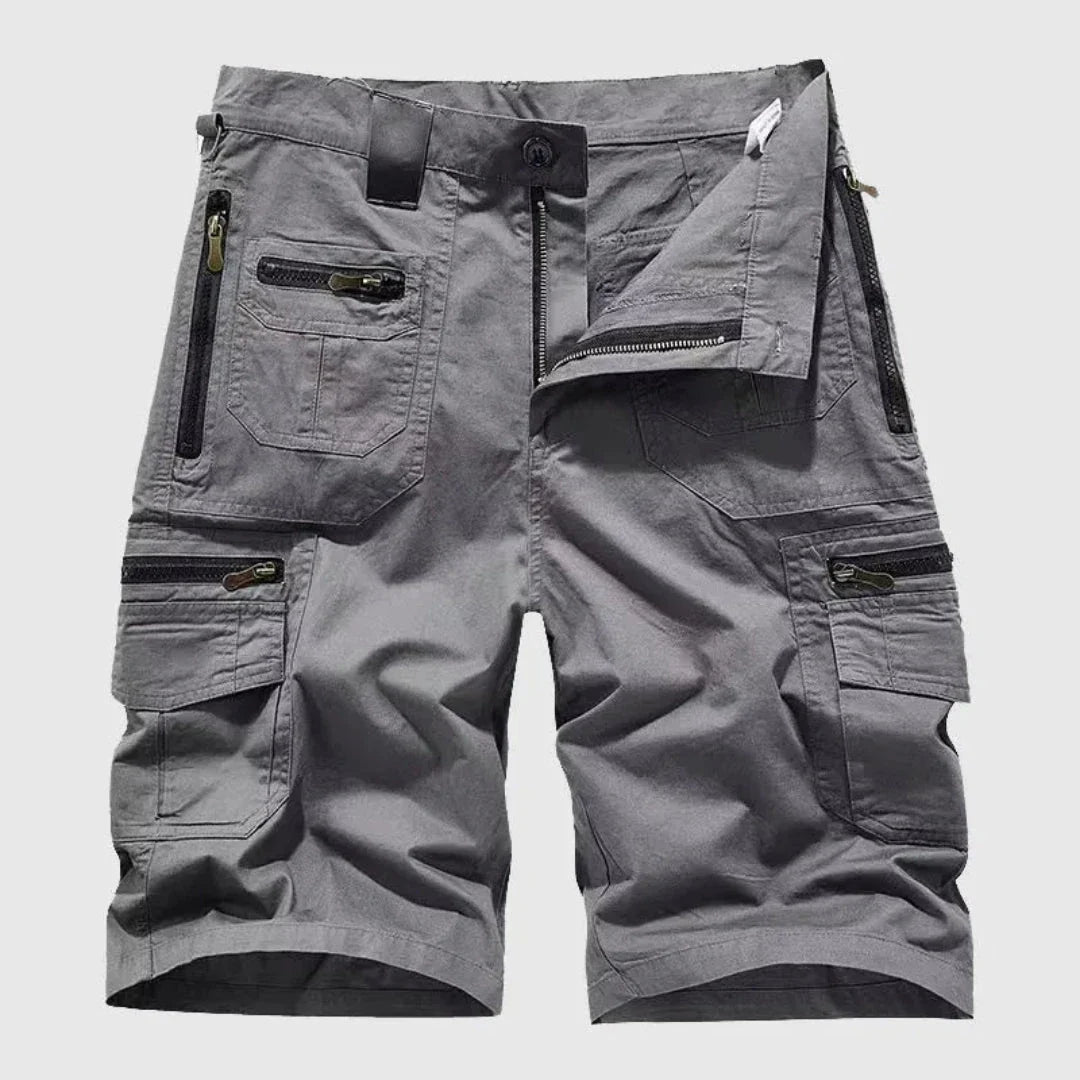 Laurence Zipper Cargo Shorts Cotton Blend For Outdoor Performance With Zippered Pockets And Multi Pocket Utility