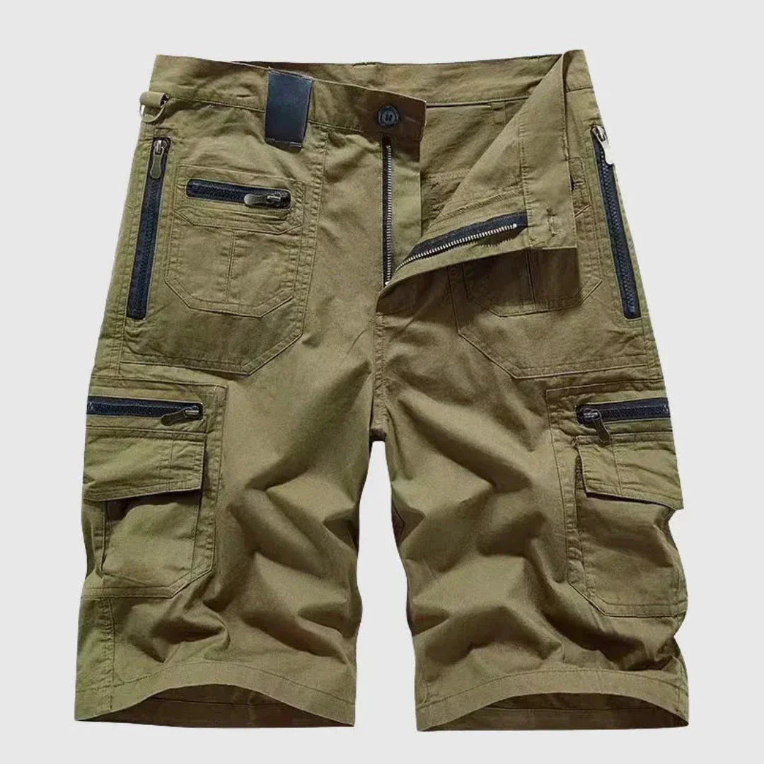 Laurence Zipper Cargo Shorts Cotton Blend For Outdoor Performance With Zippered Pockets And Multi Pocket Utility