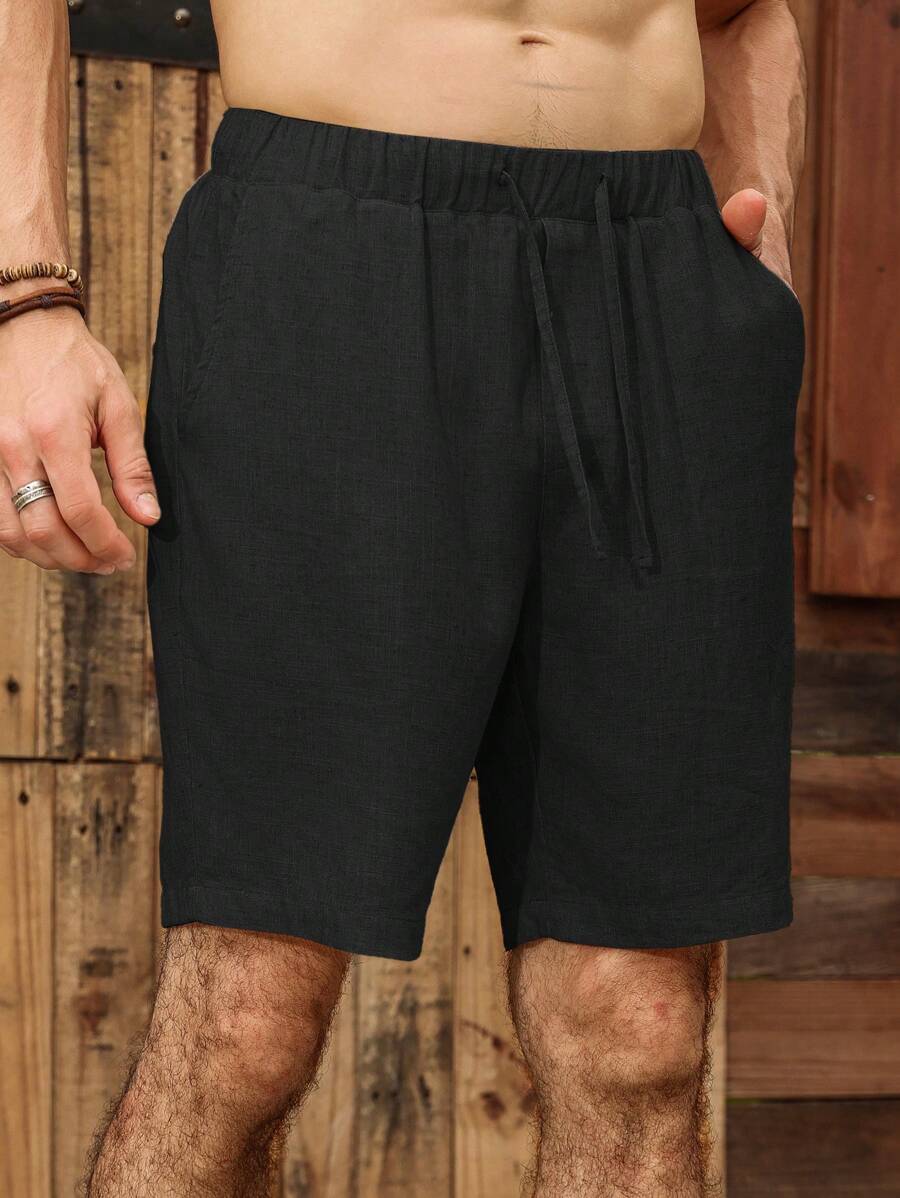 Mens Lightweight Linen Shorts Breathable Viscose Blend for Summer Travel and Casual Wear