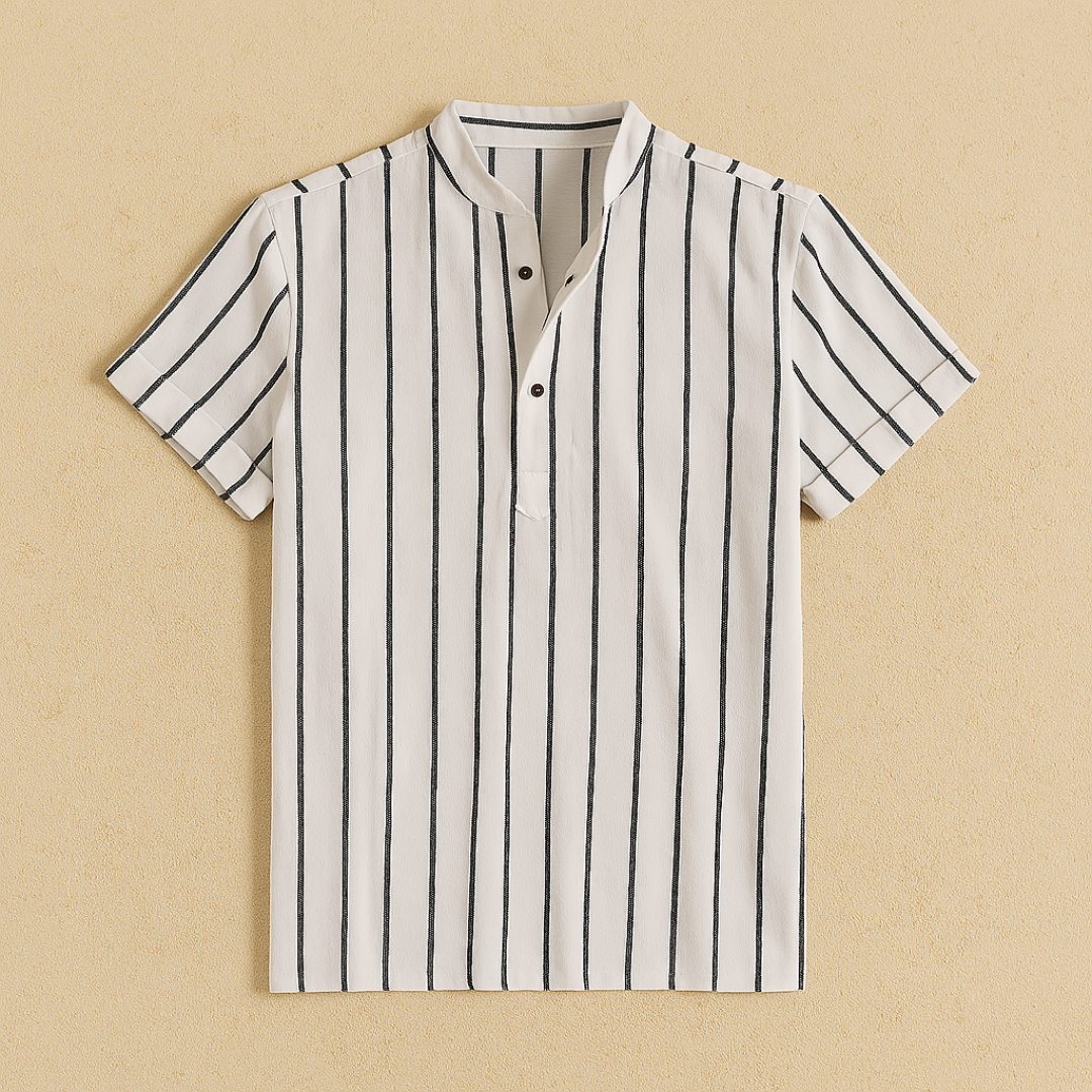 Lightweight Men's Polo Shirt With Grandad Collar For Effortless Casual Elegance For Urban Dwellers