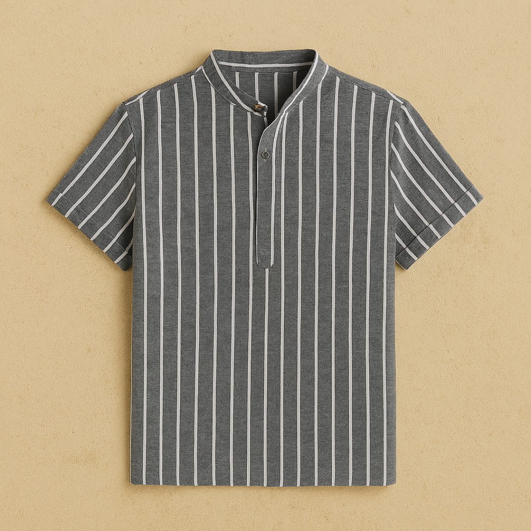 Lightweight Men's Polo Shirt With Grandad Collar For Effortless Casual Elegance For Urban Dwellers