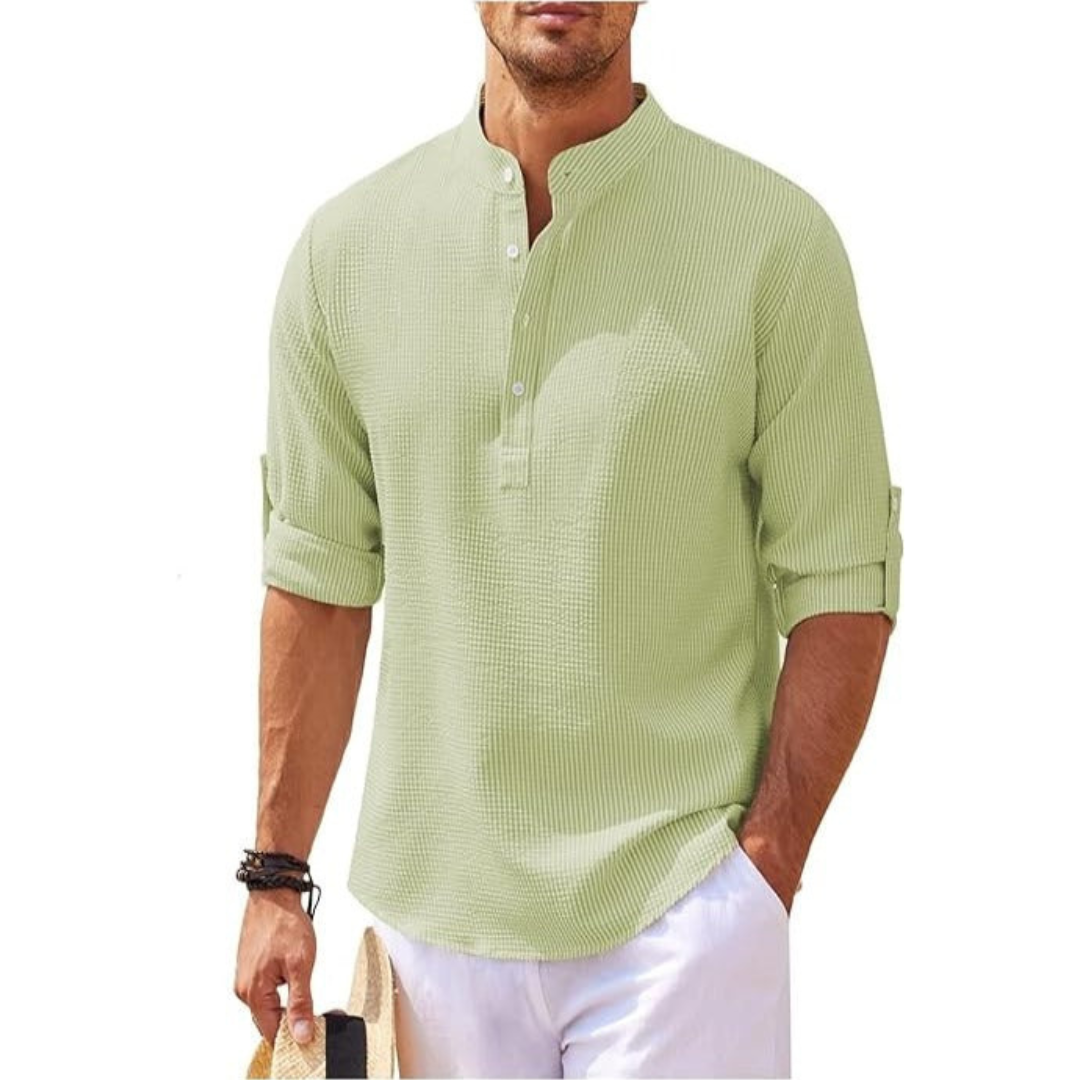 Lightweight Men's Shirt With Stand Up Collar For Modern Men Relaxed Fit Refined Style