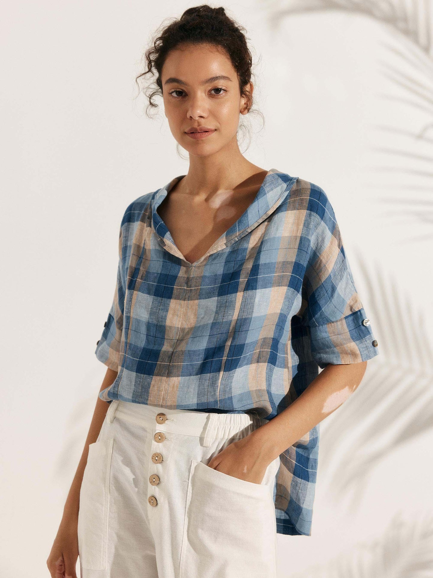 Lightweight Linen V Neck Shirt For Women Breathable Cool Comfort In Summer Essential