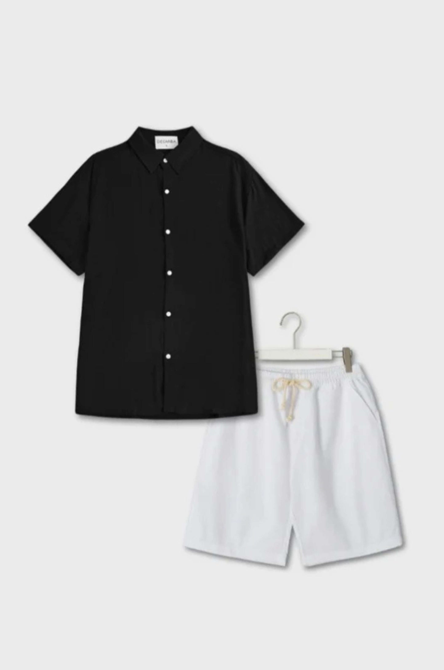 Unisex Lightweight Linen Summer Set Breathable Shirt And Shorts With Elastic Waistband For Hot Days