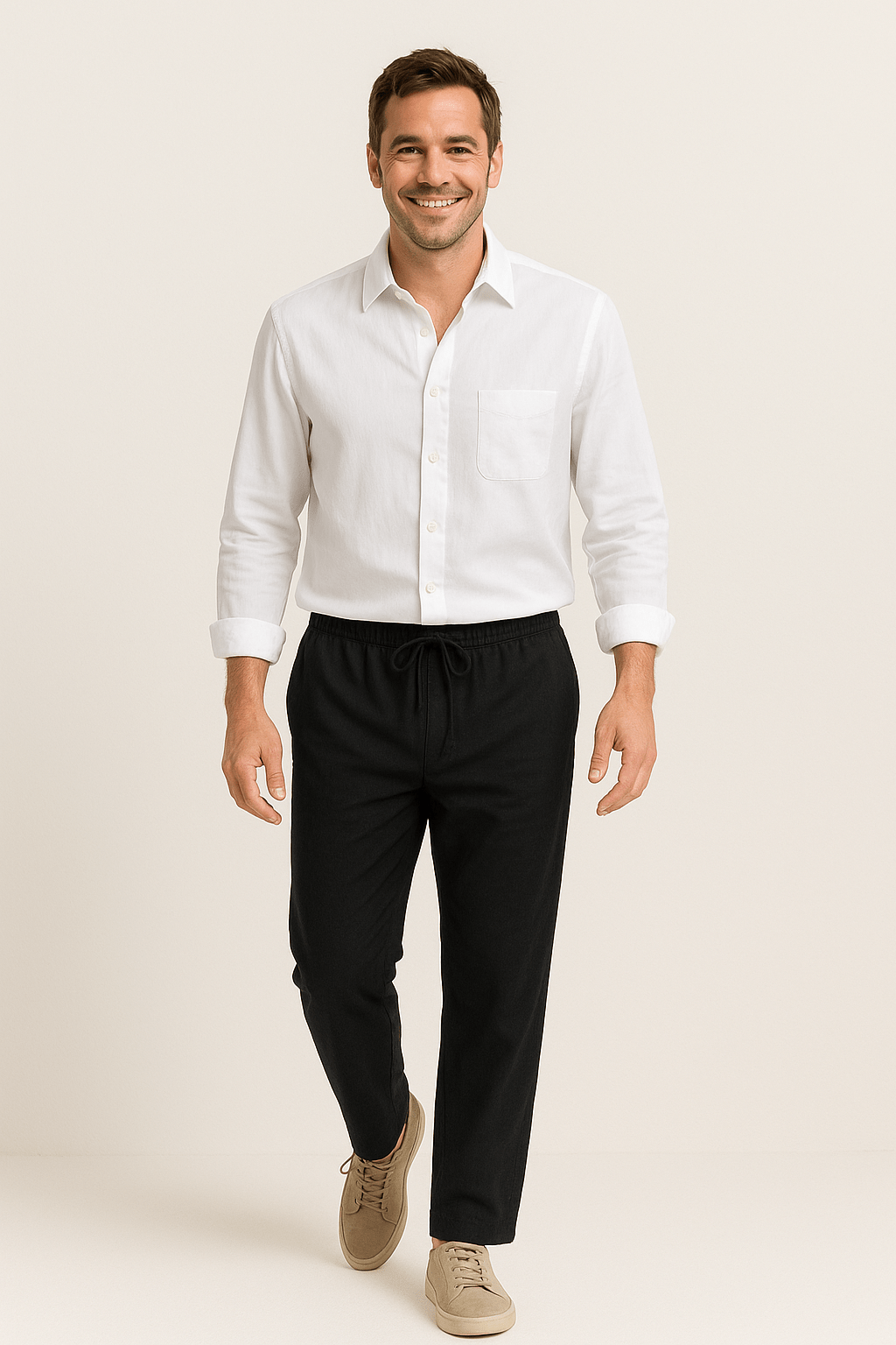 Linen Shirt and Drawstring Linen Pants Set for Lightweight Comfort and Relaxed Summer Style