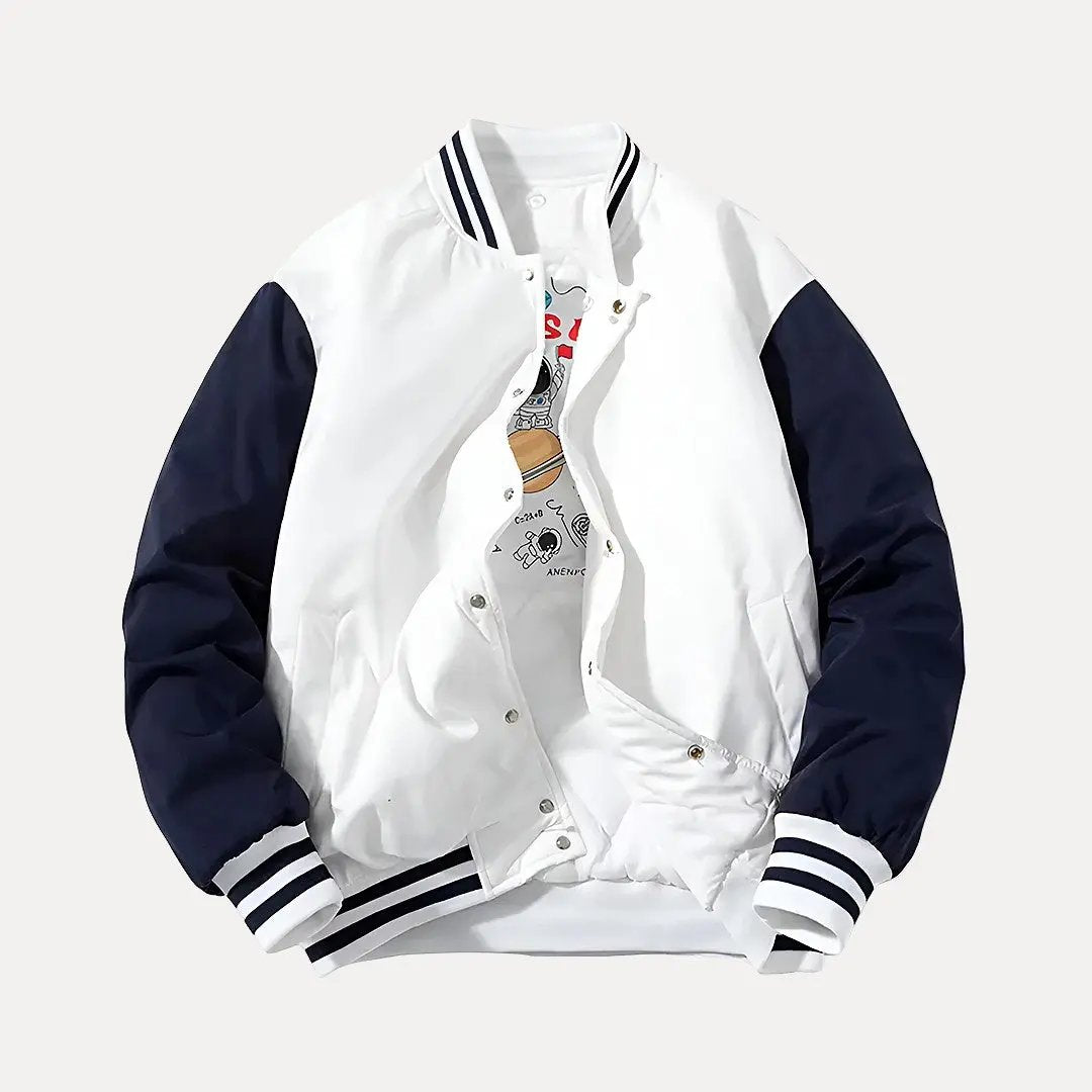 Liam Patchwork Detachable Hood Varsity Jacket