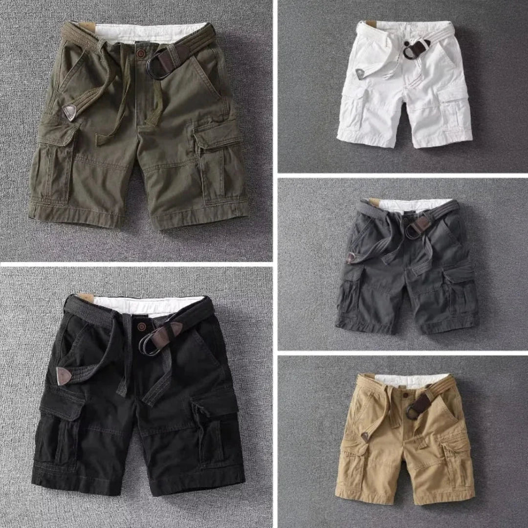 Liam Belted Cargo Shorts for Outdoor Adventure and Everyday Wear with Multi Pocket Utility and Breathable Cotton