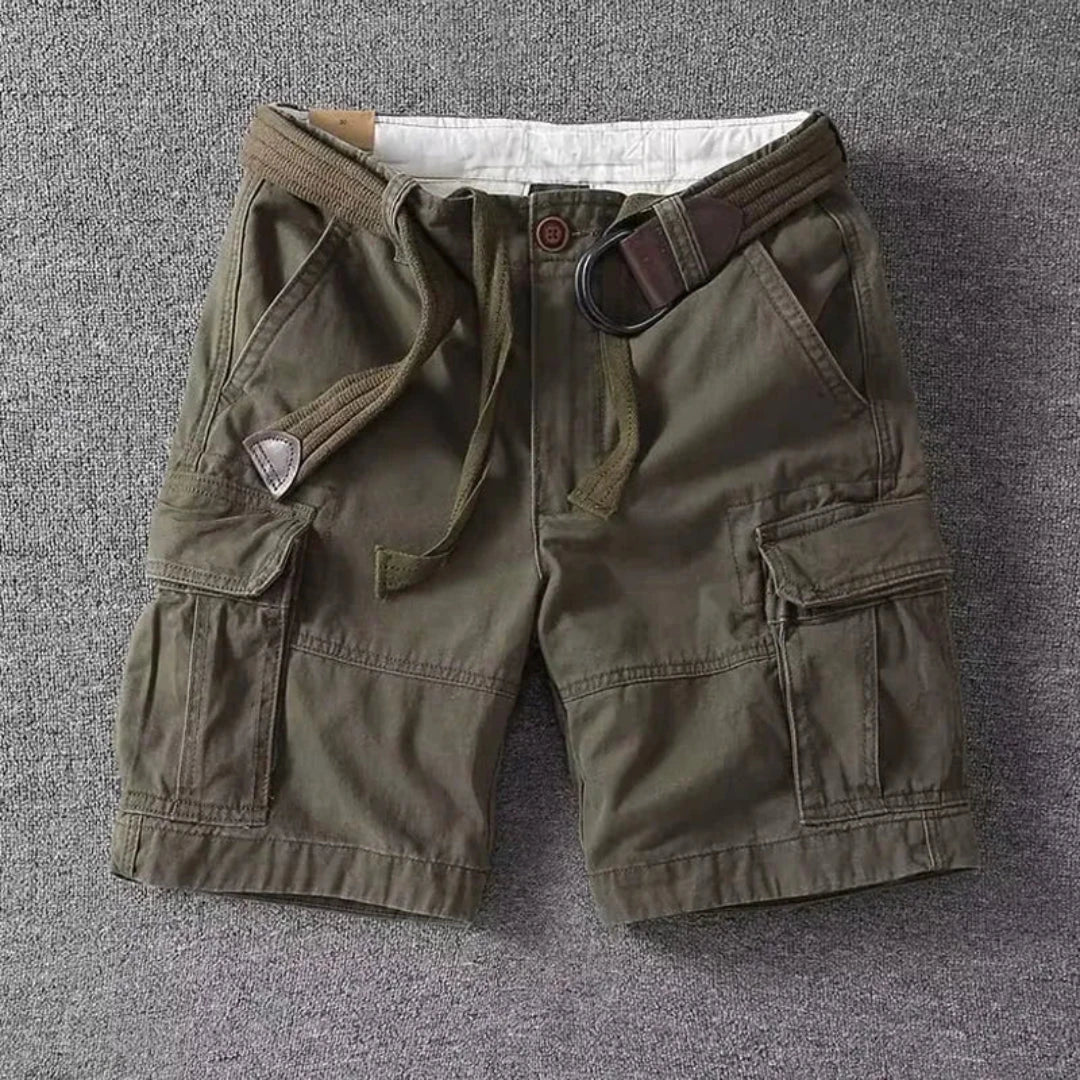 Liam Belted Cargo Shorts for Outdoor Adventure and Everyday Wear with Multi Pocket Utility and Breathable Cotton