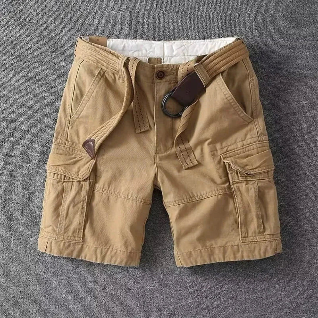 Liam Belted Cargo Shorts for Outdoor Adventure and Everyday Wear with Multi Pocket Utility and Breathable Cotton