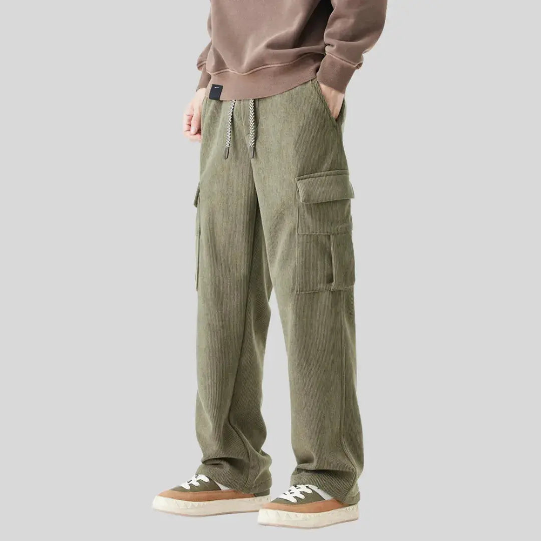 Men's Tactical Corduroy Cargo Pants For Outdoor And Urban Wear With Multiple Cargo Pockets