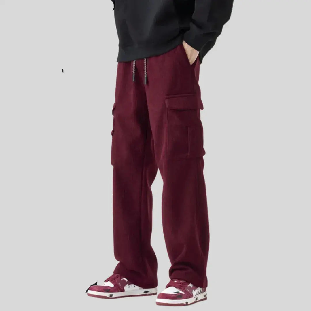 Men's Tactical Corduroy Cargo Pants For Outdoor And Urban Wear With Multiple Cargo Pockets