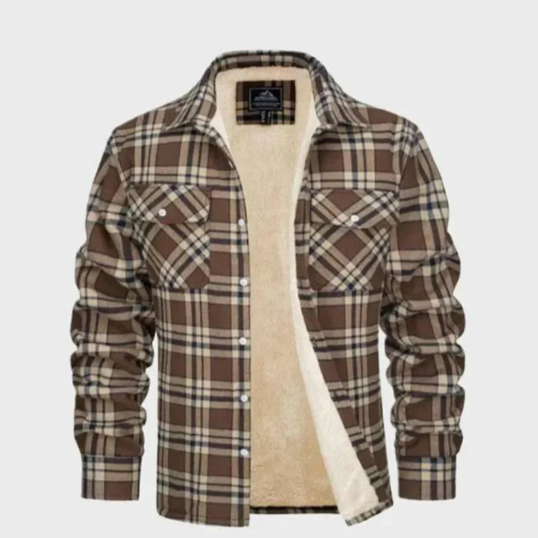 Liam Sherpa-Lined Flannel Jacket For Men Rugged Plaid Coat With Cozy Sherpa Lining