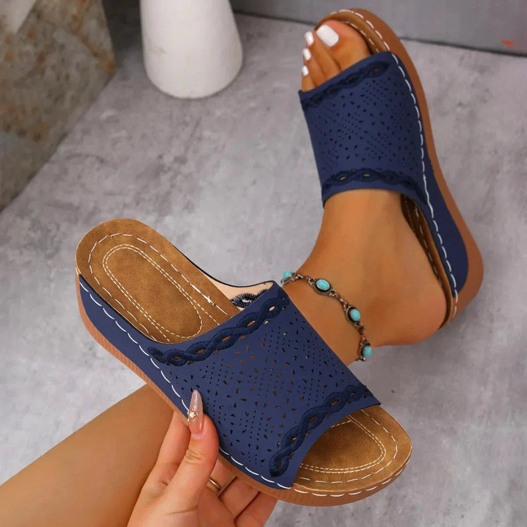 Liana Perforated Wedge Open-Toe Sandals
