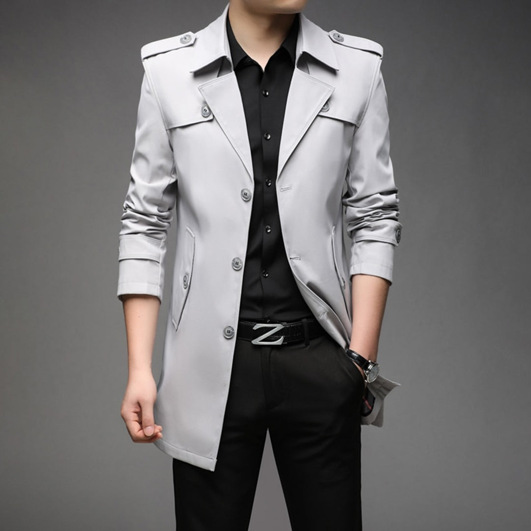 Richard Men's Single Breasted Lightweight Trench Coat Versatile Transitional Weather Outerwear by TrendAura