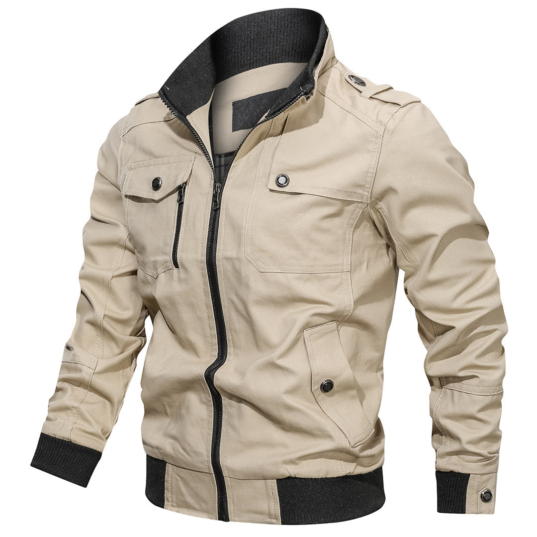 Christian Multi Pocket Bomber Jacket For Men By TrendAura Durable Utility Outerwear With Spacious Pockets