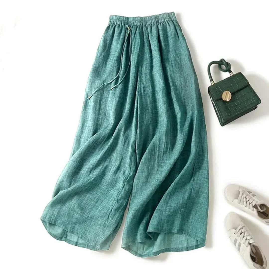 Lila Elastic Waist Wide-Leg Linen Pants