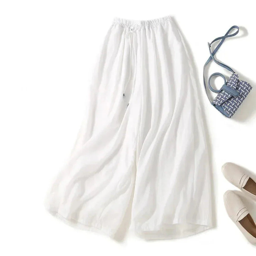 Lila Elastic Waist Wide-Leg Linen Pants