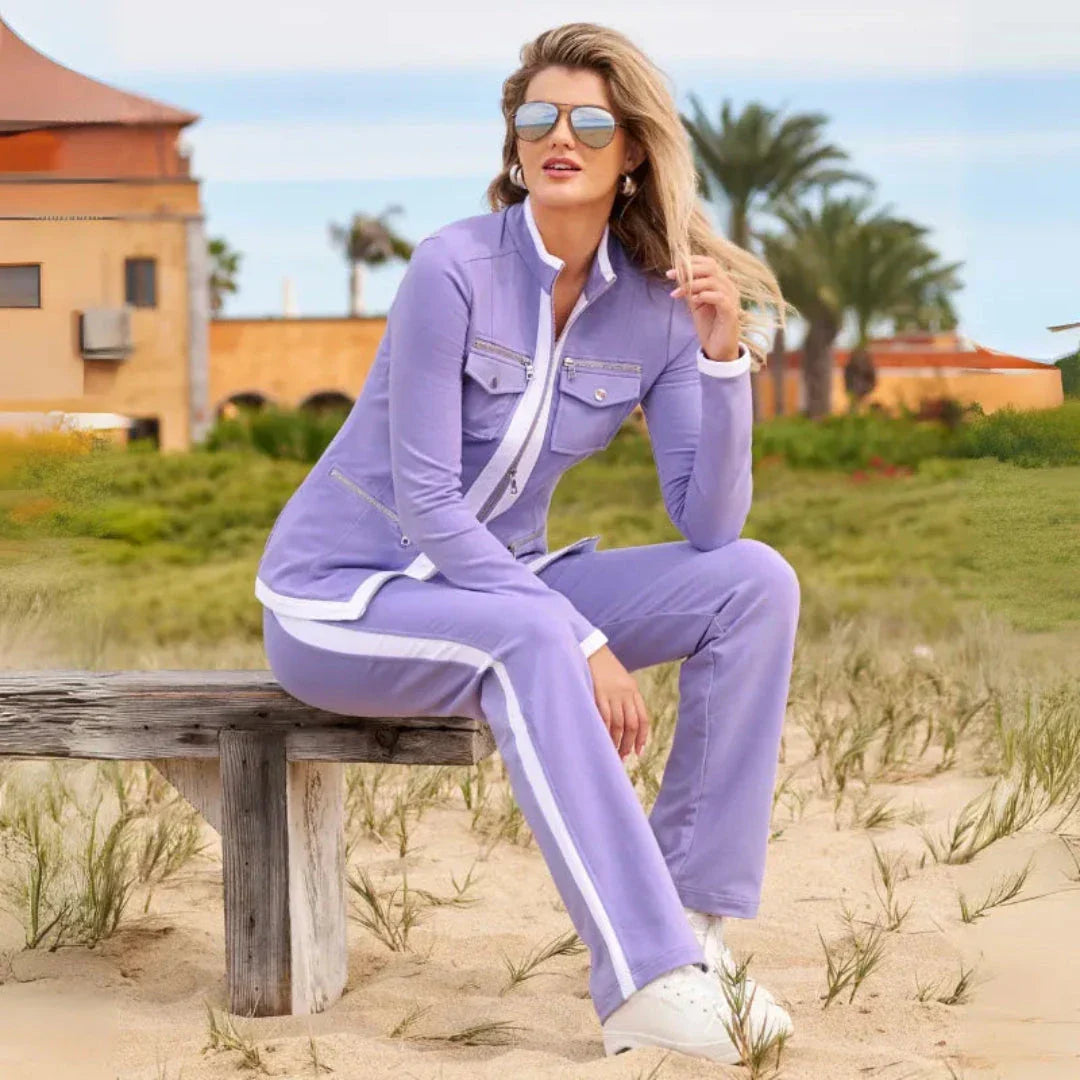Lily Contrast-Trim Zip Jacket & Pant Set