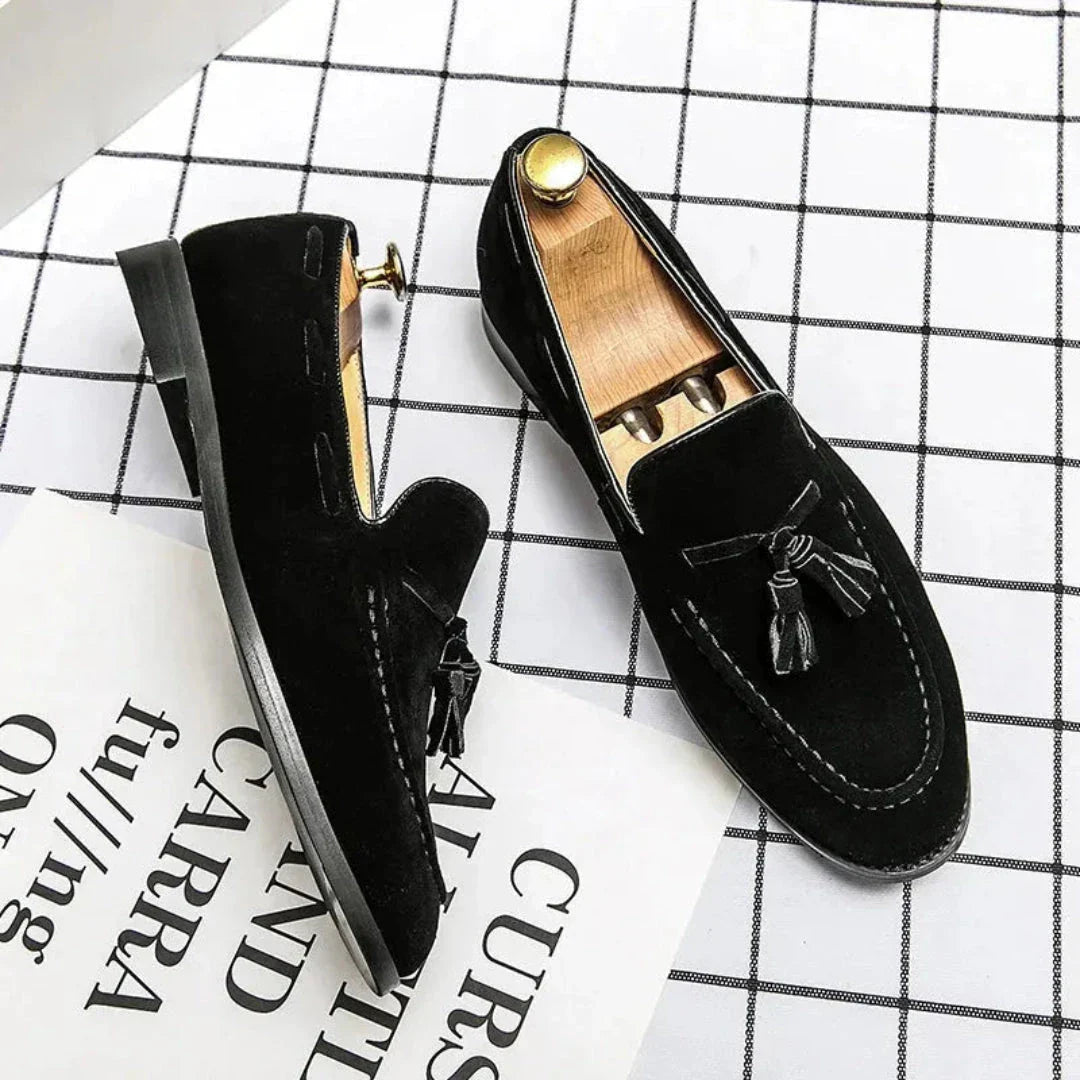 Lim Suede Tassel Slip On Loafers For Men Premium Suede Dress Shoes Cushioned Insole Versatile Formal And Casual
