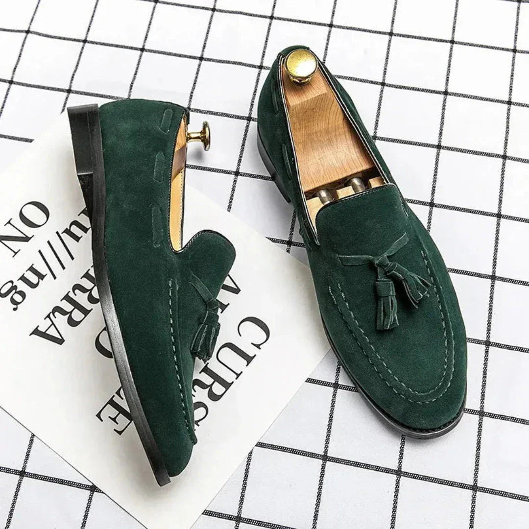 Lim Suede Tassel Slip On Loafers For Men Premium Suede Dress Shoes Cushioned Insole Versatile Formal And Casual