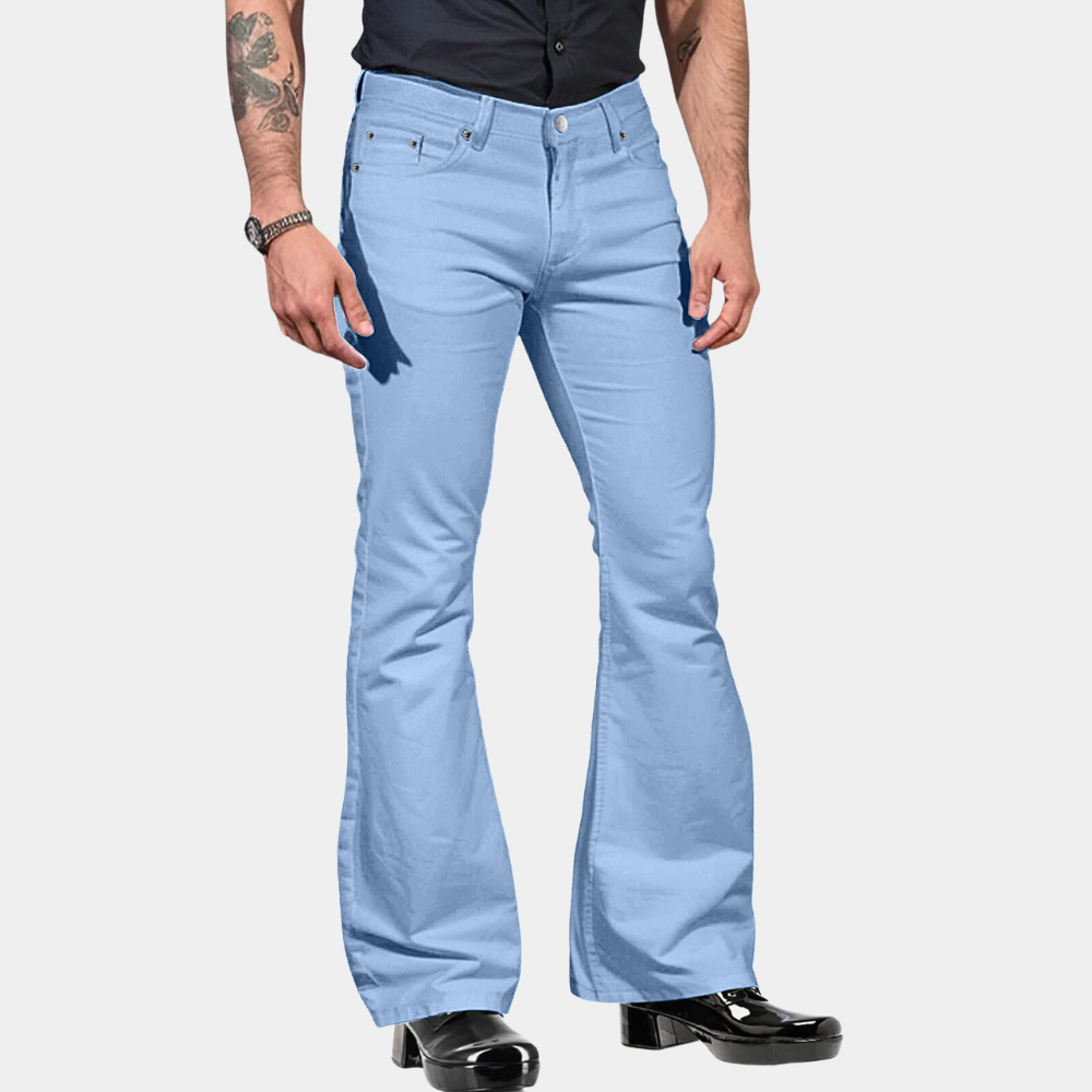 Men's Flared Trousers High Waist Tailored Fit Cotton Blend Retro Style Vintage Look For Everyday Wear