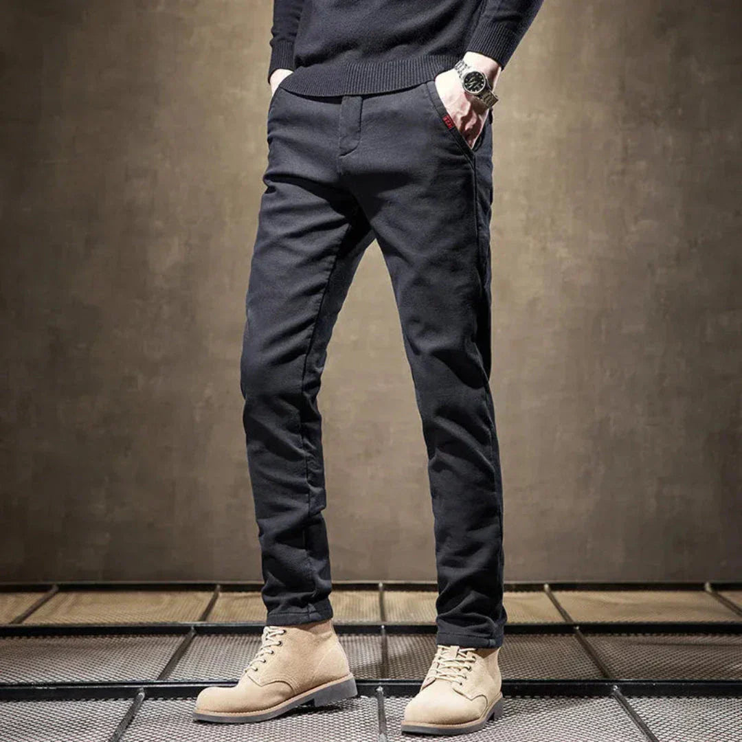 Logan Casual Slim Fit Straight Leg Pants For Men By TrendAura Wrinkle Resistant Cotton Stretch Comfort Office Wear