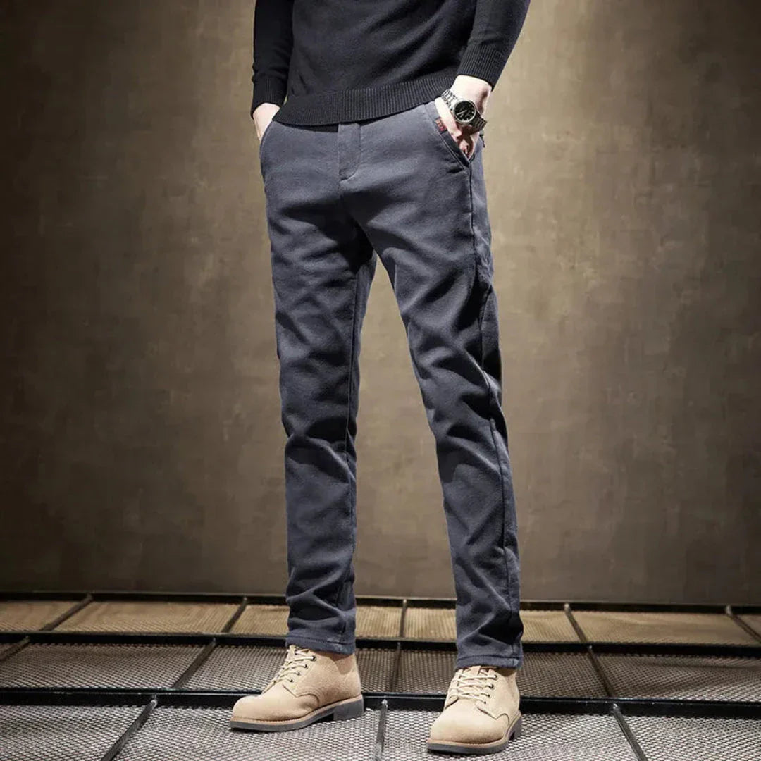 Logan Casual Slim Fit Straight Leg Pants For Men By TrendAura Wrinkle Resistant Cotton Stretch Comfort Office Wear