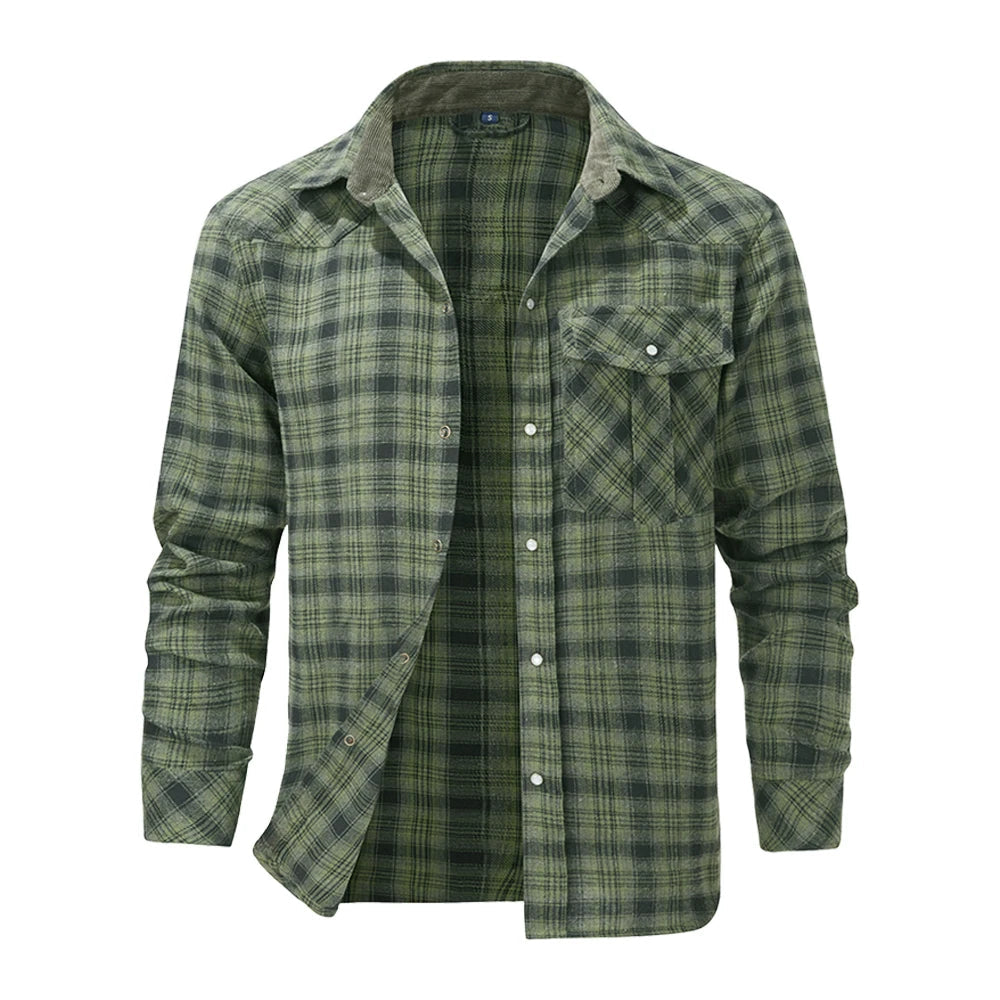 TrendAura Men's Long Sleeve Lumberjack Flannel Shirt Red And Black Plaid With Chest Pocket