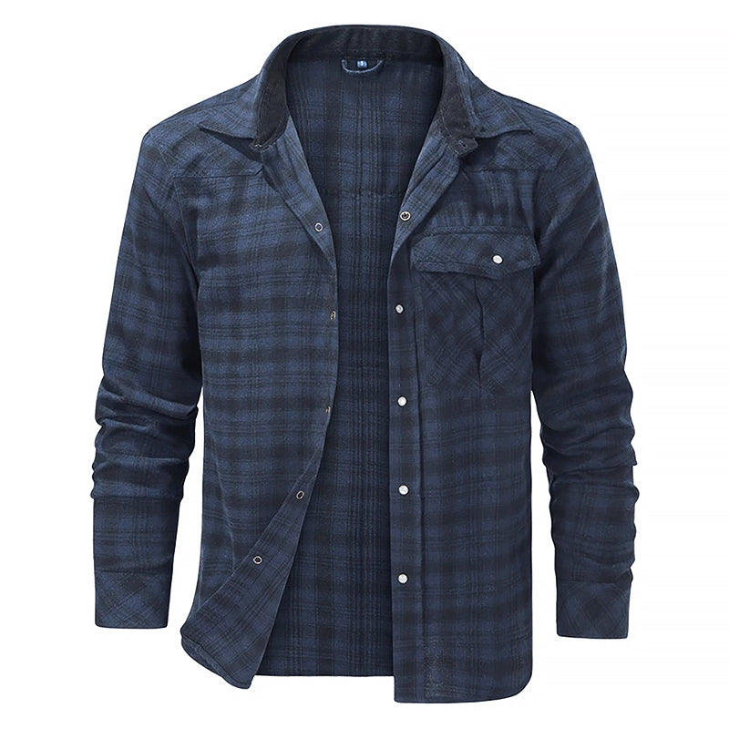 TrendAura Men's Long Sleeve Lumberjack Flannel Shirt Red And Black Plaid With Chest Pocket