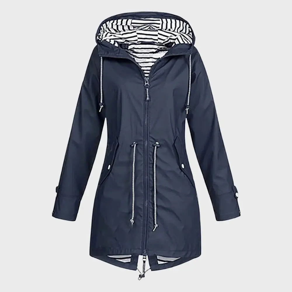 Long Waterproof Rain Jacket for Women – Stylish & Functional Rain Coat