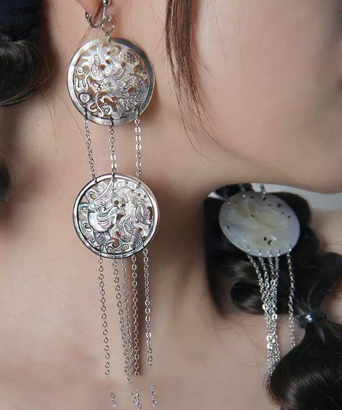 Boucles d'oreilles pendantes simples en soie et argent sterling - TrendAura