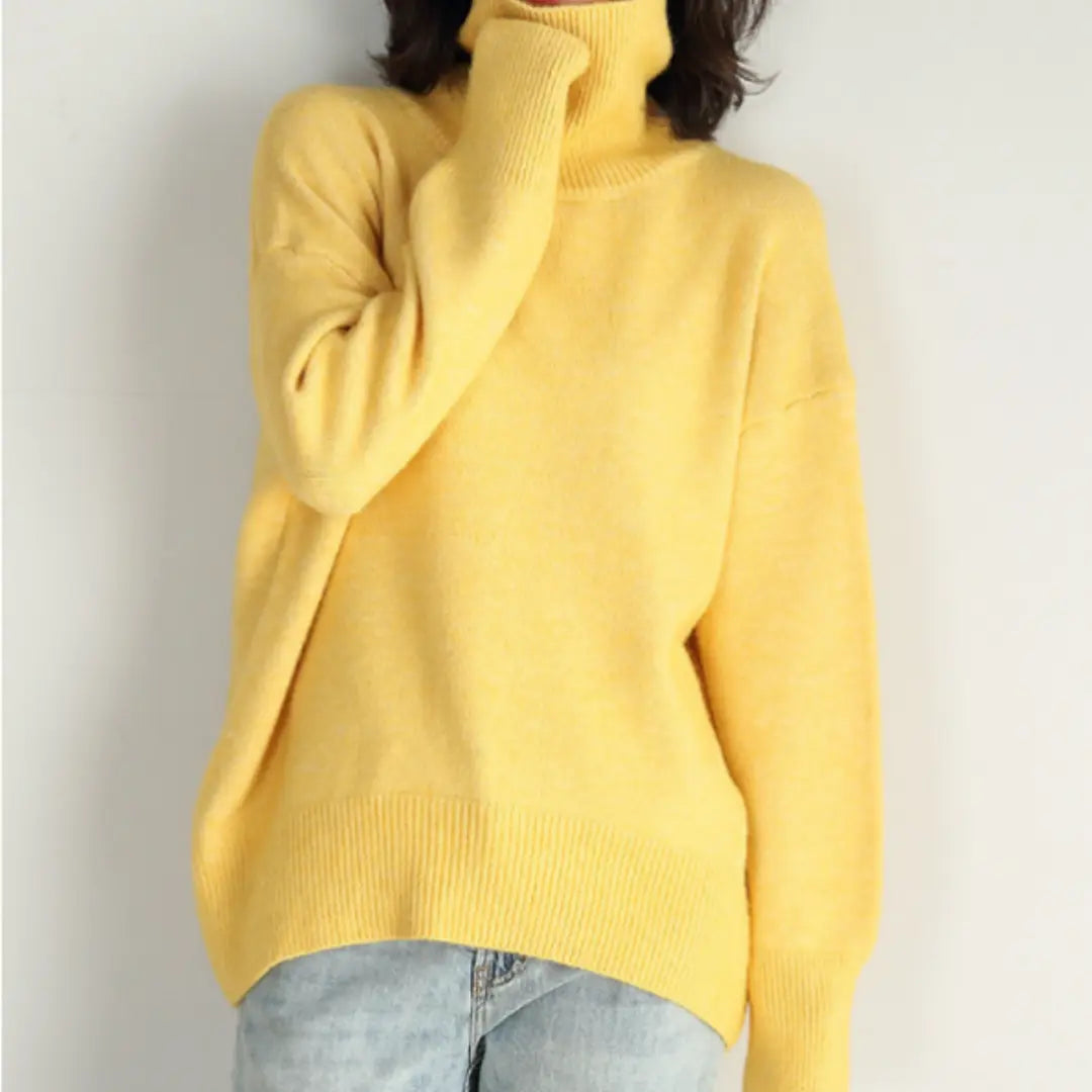 Loose Knitted Turtleneck Sweater for Women – Cozy & Stylish for Fall/Winter
