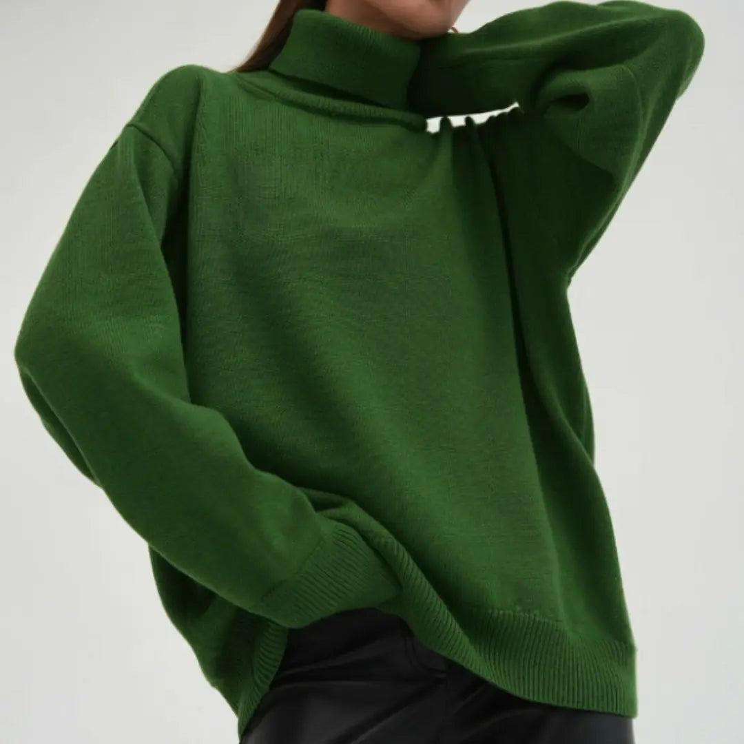 Loose Knitted Turtleneck Sweater for Women – Cozy & Stylish for Fall/Winter