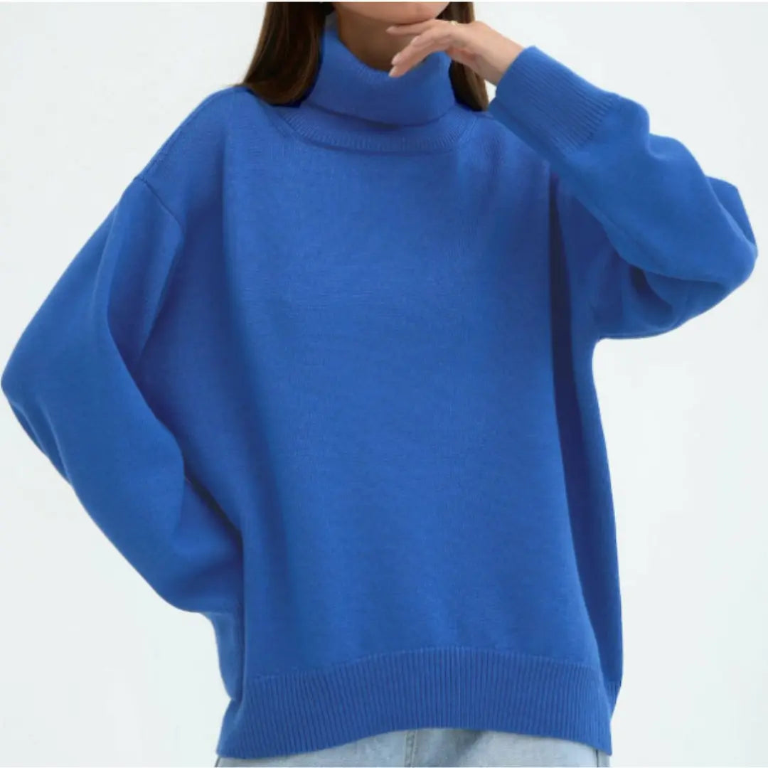 Loose Knitted Turtleneck Sweater for Women – Cozy & Stylish for Fall/Winter