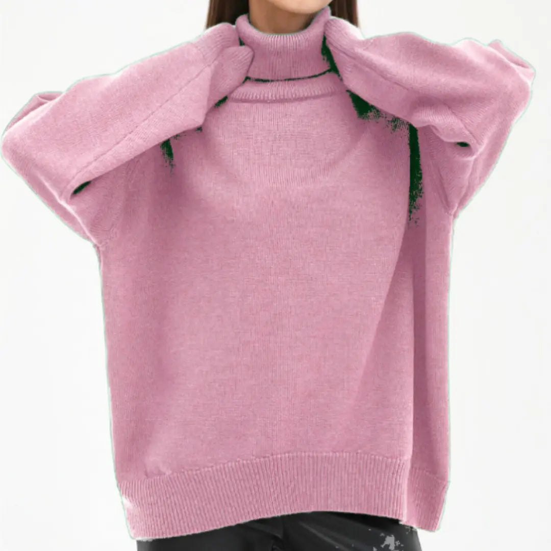 Loose Knitted Turtleneck Sweater for Women – Cozy & Stylish for Fall/Winter