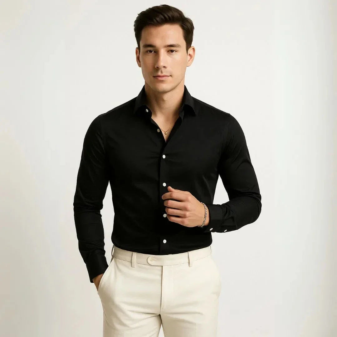 Lorenzo Button Down Long Sleeve Dress Shirt For Men Slim Fit Modern Formal Button Up