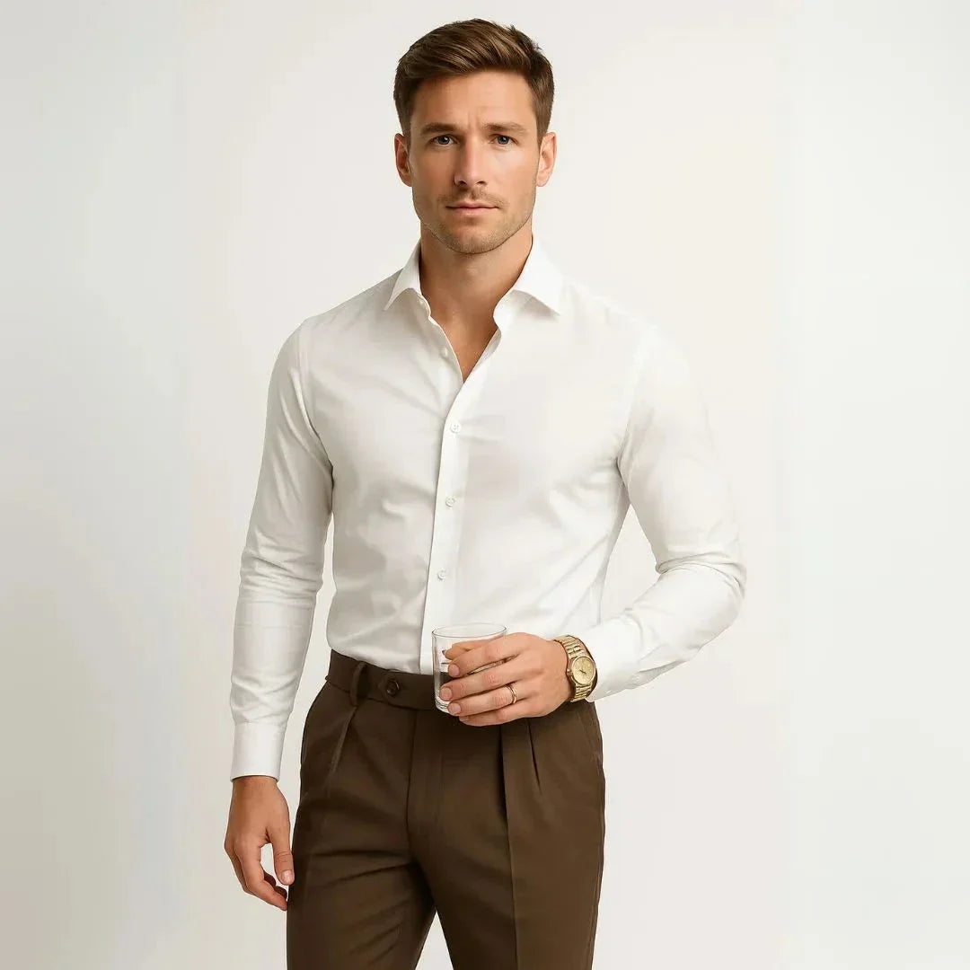 Lorenzo Button Down Long Sleeve Dress Shirt For Men Slim Fit Modern Formal Button Up