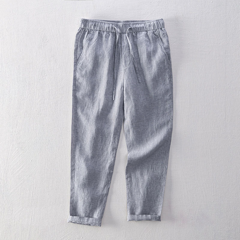 Lorenzo Vitali Isola Linen Pants For Men In Breathable Linen Blend With Relaxed Drape Navy