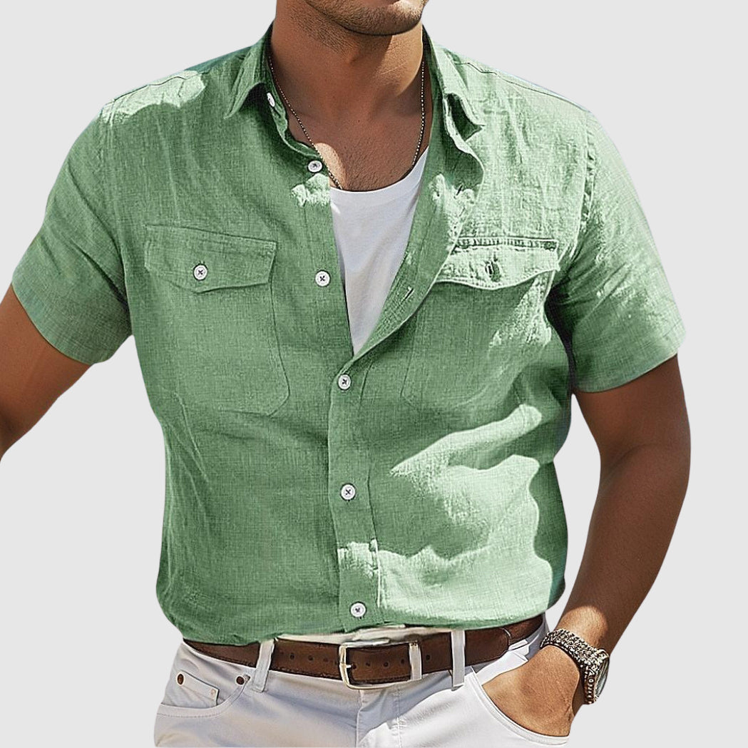 Lennard Sunset Linen Shirt For Men Breathable Linen Cotton Blend Relaxed Fit Comfort