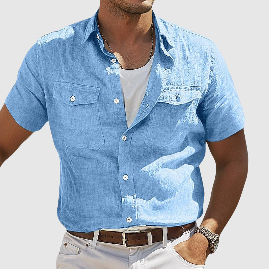 Lennard Sunset Linen Shirt For Men Breathable Linen Cotton Blend Relaxed Fit Comfort