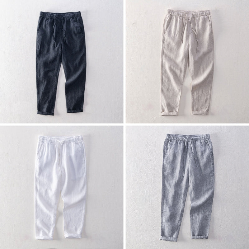 Lorenzo Vitali Isola Linen Pants For Men In Breathable Linen Blend With Relaxed Drape Navy