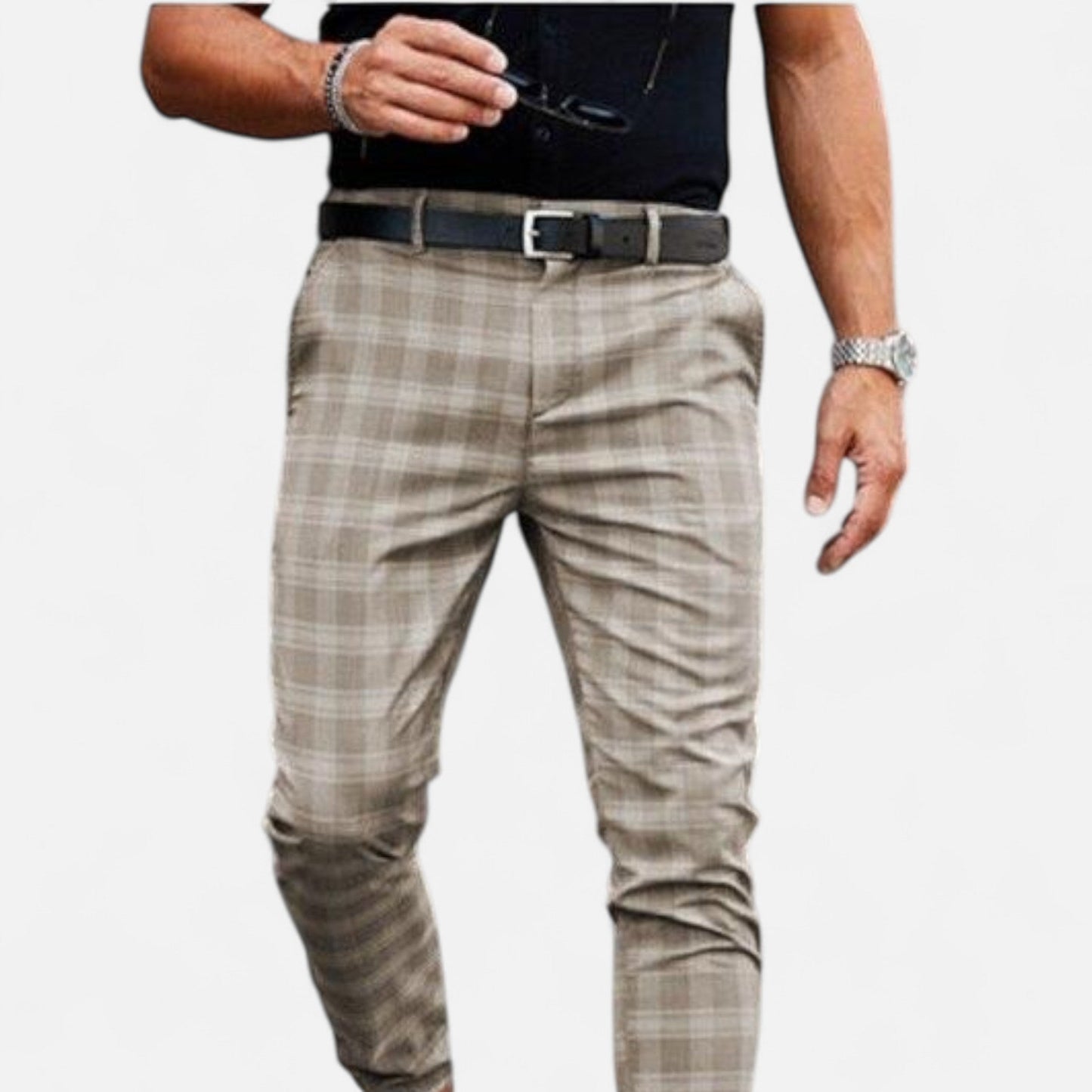 Ancient World | Men's Checked Chino Pants Premium Elegance