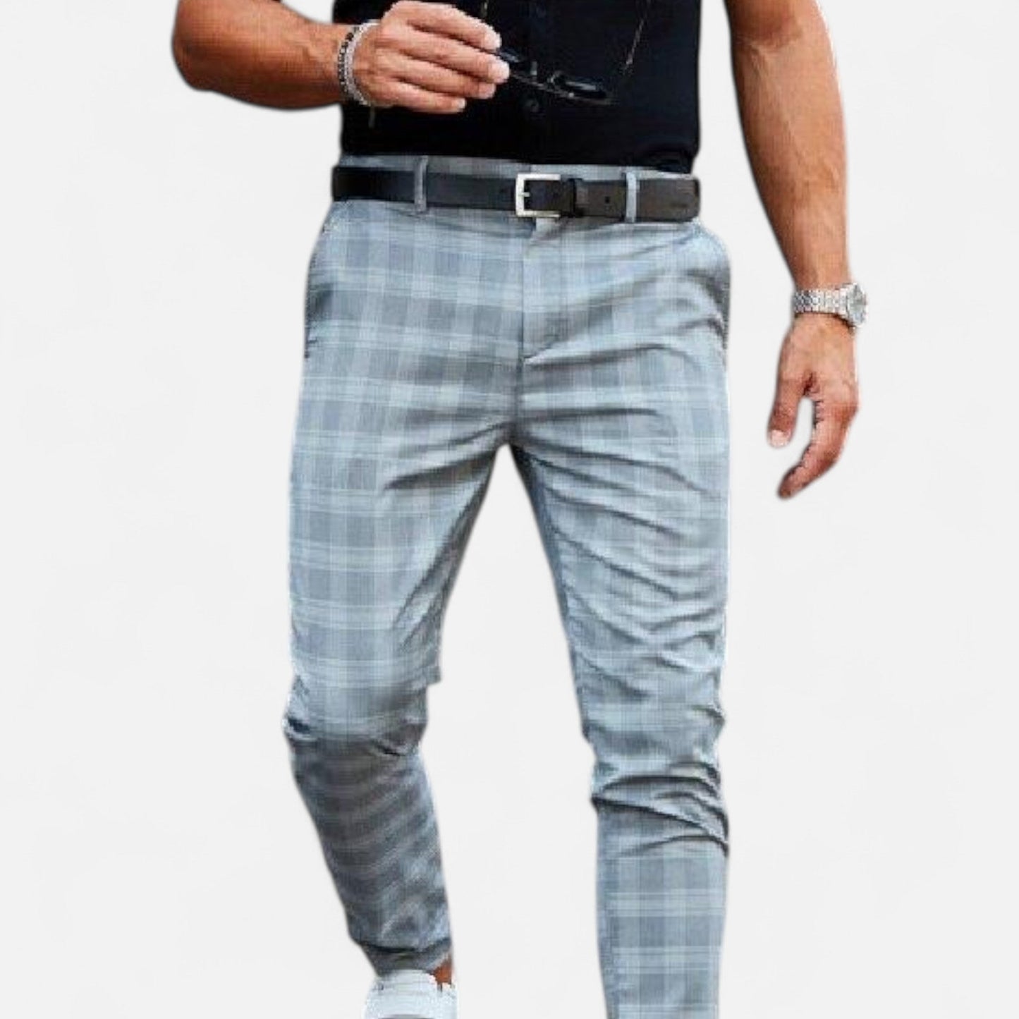 Ancient World | Men's Checked Chino Pants Premium Elegance