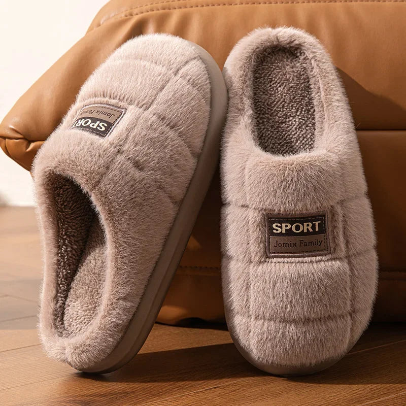 Mens Warm Slip On Slippers For Home Comfort Cozy Winter Relaxation Classic Look Everyday