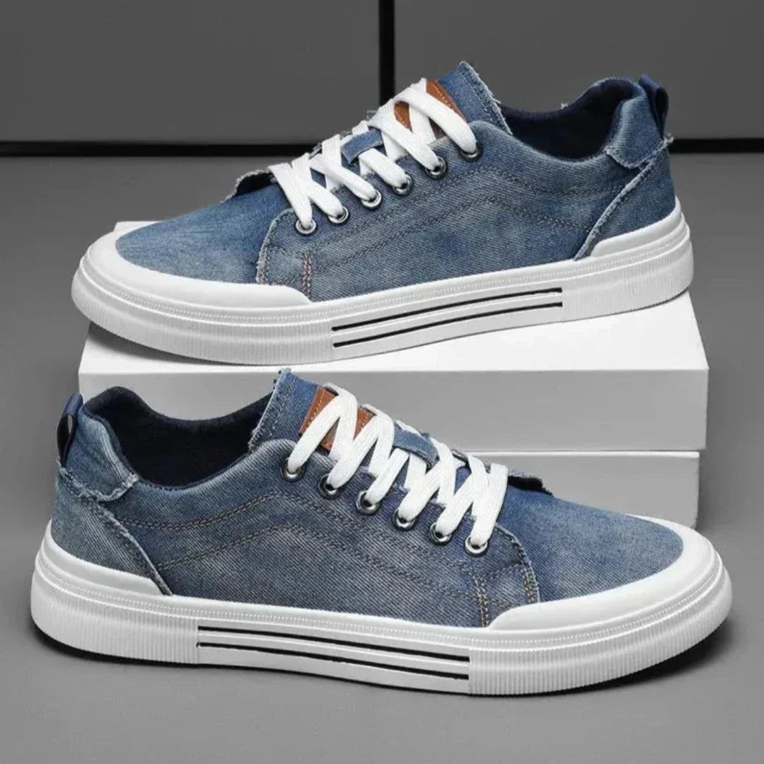 Luke Denim Lace-Up Low Top Sneakers