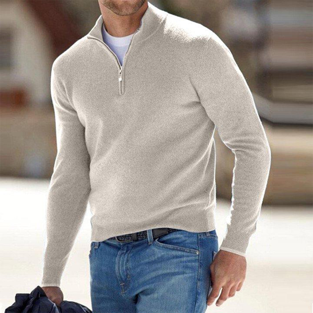 Maverick Wool Half Zip Sweater For Men By TrendAura With Mock Neck And Ribbed Finish