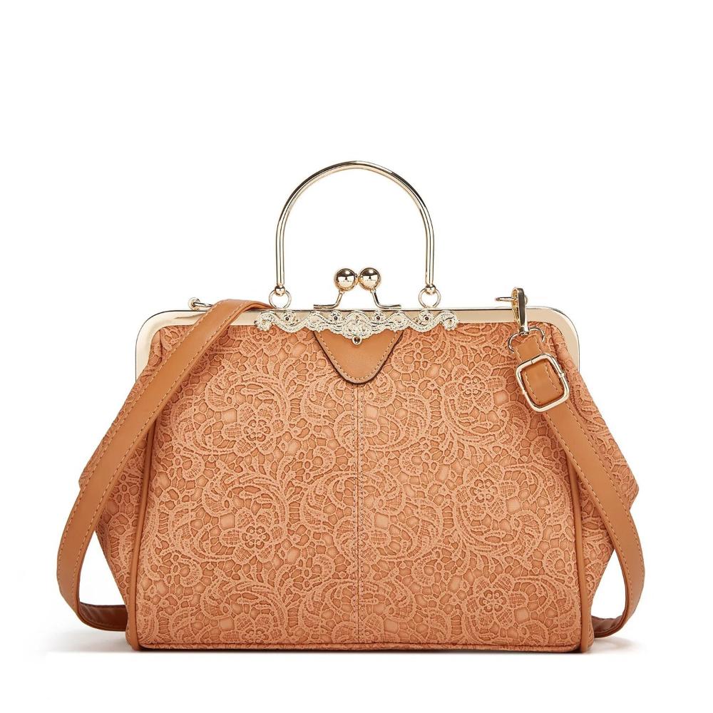 TrendAura Jacqueline Vintage Clasp Handbag - Durable Faux Leather, Adjustable Crossbody Strap